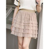11 Color Girl Sweet Tulle Cake Mesh Short Skirt Elastic Waist Fairy Tutu Mini Ball Gown Skirt For Spring Summer QT2139-Outfit