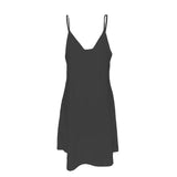 Woherb Women's Summer New Hollow Jacquard V-Collar Sling Solid Color Dress-Outfit
