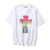West Kids See Ghosts Oversize Men T Shirt Tour Commemorative Printed Retro Loose Harajuku Crew Neck Short Sleeve