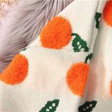 2023 Autumn Winter Sweaters Pullover Cherry Pattern Long Sleeve Sweater Women Turtleneck Knitted Jumpers Sweater Mujer-Outfit