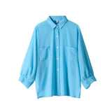Loose Women Thin Shirt Summer Long Sleeve Perspective Beach Button Up Tops Fashion Solid Casual Ladies Chiffon Sun