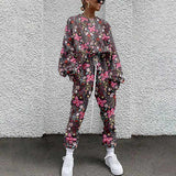Tracksuit Two Piece Pullovers Cloting Long Sleeve Tie-dye Print Female Tops And Elastic Waist Pants Slim Casual