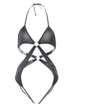 Night Swearing Lingerie Sexy Tights Small Breast Hanging Neck Cross Strap Open Back Joint Socks