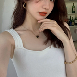 Women Streetwear Knitted Summer Comfortable Trendy Chic Fit Soft Slim Stretchy Abdomen Leisure All-match Lovely Girls Tops-Outfit