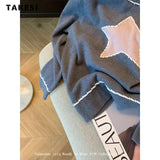 Winter Casual Knitting Long Sleeve Heart Appliques Pullovers For Women Vintage Loose Fit Grey Knitwear Sweater Cozy Top-Outfit