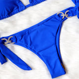 Woherb New Swimsuit Sexy Crystal Diamond Solid Color Strap Bikini Beach Vacation Swimsuit