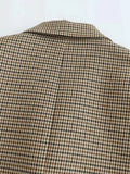 Women Fashion Double Breasted Plaid Blazer Coat Vintage Long Sleeve Flap Pockets Female Outerwear Chic Vestes Femme-Outfit