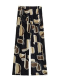 2023 Women Summer Straight Pants Vintage Fashion Print Buttons Pockets Female Elegant Street Thin Pant Trousers Clothing-Outfit
