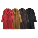 Winter Women's Fashion With Pure Color Single Buckle Collar Loose Wool