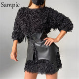 Female Gothic Clothes Sexy Women Leather Corset Tops Vest Underbust Skinny Irregular Black Club Crop Tops 2021