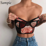 Summer Floral Print Sleeveless Sexy Women Club Party Crop Tops Skinny Mini Backless 2020 Tank Tops Basic Vest