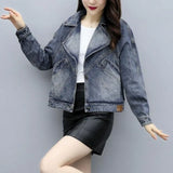 Woherb 2024 New Korean Version Of Temperament Denim Coat Female Student Fashion Versatile Korean Version Ins Tide Web Red Trend-Outfit