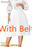 Lace Hollow Out African Dresses for Women 2023 Summer Clothes Long Pleat Dress Party White Black Elegant Robe Longue Femme-Outfit