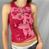 Vintage Y2K Aesthetic Tank Top Hip Hop Face Graphic Print Sleevless Slim Fit Women Gothic Crop Vest Sweats Tee
