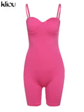 Kliou Body-Shaping Rompers Women Popular Classy Sheath Slim Sexy Cleavage Party Playsuit Solid Strapless Camisole Clubwear