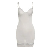 Summer Mesh Patchwork Black Sexy Mini Dresses For Women 2022 Party Cami Backless Bodycon Dress Pink Club White Short