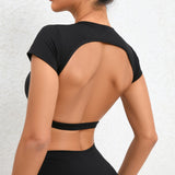 Woherb Chest Mat Nude Yoga Clothes Tight Fast-Dry Sports Yoga Top Outdoor Running Beautiful Back Health-Outfit