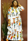 Print Africa Loose Cut Plus Size Long