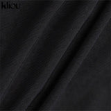Kliou Mesh Two Piece Set Women Summer Sexy Halter Bodysuit+Mini Skirt Matching Outfit Party Midnight See Through Streetwear