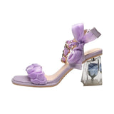 Woherb Sandal Woman 2024 New Summer Thick Heel Non-Slip Fairy Wind With Skirt French Evening Wind High Heels-Outfit