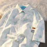 Chic Woman Blouse Star Short Sleeve Shirt Shirt Oversize Women Cool Blouse Women's Beach Shirt Summer 2023 Couple Shirt-Outfit