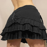 Woherb Street Personality Chicken Eye Low Waist Skirt 2023 Spring / Summer New Hot Girl Style-Outfit
