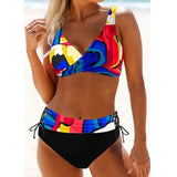 Sexy Bikinis Set Colorful Striped Push Up Bikini Summer Padded Bra Plus Size Swimsuit Female Swimwear Women
