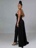 Formal Strap Patchwork See Through Belted Cape