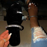 Slippers Women Summer Sandals 2021 Fashion Bling Female Candy Color Flip Flops Beach Diamond Flat Shoes Outdoor
