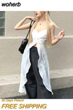 Women Elegant Backless Long Style Summer Holiday Streetwear Aesthetic Casual All-match Female Popular Simple Ulzzang New-Outfit