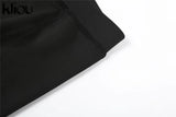 Kliou Concise 2 Piece Set Women Sexy Skew Collar Crop Tops+Pencil Pants Matching Outfit Girl Hot Skinny Classic Street