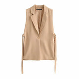 New Lace-Up Forked Vest Suit Vest In The Spring Of 2024-Outfit