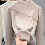 Sweater Bottomed Women Set Warm 2025 Autumn And Winter New Plus Velvet Half-High Collar Temperament