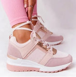 Sneakers 2021 New Breathable Leather Wedge Sports Shoes Height Increasing Vulcanize Shoes Casual Lace-Up Platform