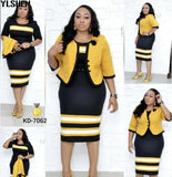 Piece Set African Dresses For Women Jacket Tops And Dress 2023 New Arrival Elegant Design Office Lady Suit African Clothes-Outfit