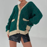 V Neck Oversized Cardigan for Women 2021 Autumn Winter Fashion Long Sleeve Knitted Casual Women's Cardigans