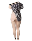 Women Spring Summer Geometric Print Split Hem Top & Pants Set 2pcs Clothes Suit Fashion Casual-Outfit