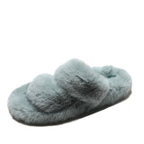 Fluffy Home Slippers Women Faux Fur Slippers Cozy Furry Slides Open Toe Slip on Soft Slippers House Floor Plush Warm