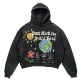 Woherb street ins high street trend print hooded sweater men and women new Harajuku punk loose casual couple coat long sleeves 1127-0-Outfit