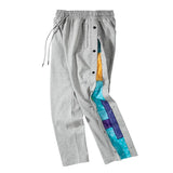 Street Side Button Cashew Print Suede Baggy Pants Mens Drawstring Straight Loose Casual Pants Hip Hop Oversize