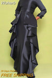 Bodycon Long Sleeve Maxi Dress African Dresses for Women 2023 African Clothes Dashiki Ruffles Gown Robe Africaine Femme-Outfit