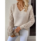 Hot New Sweater Women's Round Collar Color Loose Fashion Knitted Shirt Long