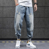 New Hip Hop Harem Jeans Pants Men Loose Joggers Denim Casual Sweatpants Korea Ankle Length Trousers