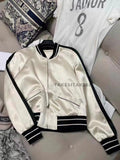 Fashion High Quality Color Contrast Baseball Uniform Jacket Unisex Long Sleeve Zipper Jogger Coat For Ladies Stylish-Outfit