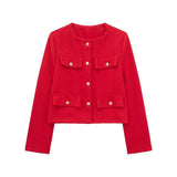 New Flip Decoration Round Collar Short Coat 3046278-Outfit