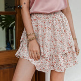 Elegant polka dot print women mini skirt Streetwear ruffled A-line skirt female Spring summer holiday ladies skirts