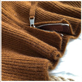 Solid Sweater Cardigan Women Sailor Collar Knitted Sweater Coats Casual Loose Zip Up Korean Fashion Knitwear Chic Tops-Outfit