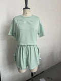 Spring And Summer Knitted Striped Pajamas Loose Short-Sleeved Shorts Set Fashion Outside Wearing Home Clothes