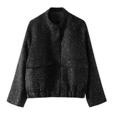 New Women's Street Personality Gold Beads Jacket Pocket