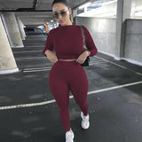 Woherb And Winter New Women's Casual Two-Piece Slim Long Sleeve Sports Suit-Outfit